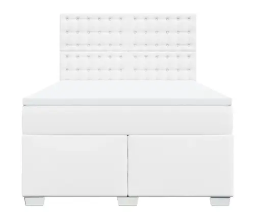 Atsperu Gulta Ar Matraci, Balta, 140X200 Cm, Mākslīgā Āda Vidaxl