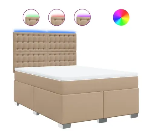 Lova Su Spyruoklėmis/Čiužiniu, Kapučino,140X200cm Dirbtinė Oda