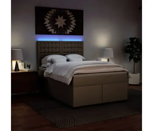 Lova Su Spyruoklėmis/Čiužiniu, Kapučino,140X200cm Dirbtinė Oda