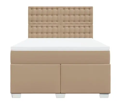 Lova Su Spyruoklėmis/Čiužiniu, Kapučino,140X200cm Dirbtinė Oda