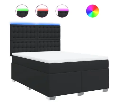 Lova Su Spyruoklėmis Ir Čiužiniu, Juoda,160X200cm Dirbtinė Oda