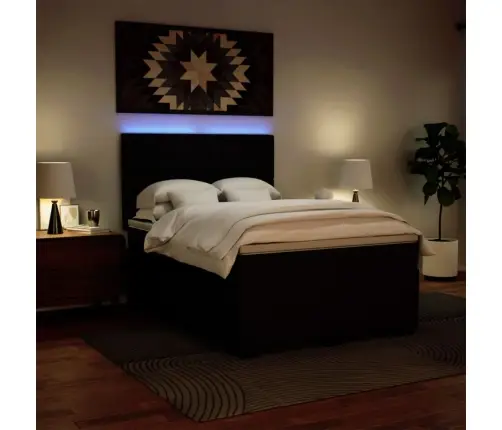 Lova Su Spyruoklėmis Ir Čiužiniu, Juoda,160X200cm Dirbtinė Oda