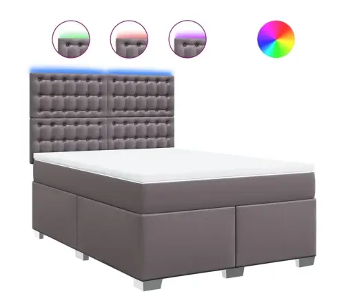 Atsperu Gulta Ar Matraci, Pelēka, 160X200 Cm, Mākslīgā Āda Vidaxl