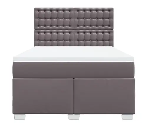 Atsperu Gulta Ar Matraci, Pelēka, 160X200 Cm, Mākslīgā Āda Vidaxl