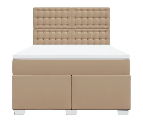 Atsperu Gulta Ar Matraci, Kapučīno, 160X200 Cm, Mākslīgā Āda Vidaxl