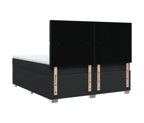 Atsperu Gulta Ar Matraci, Melna, 180X200 Cm, Mākslīgā Āda Vidaxl