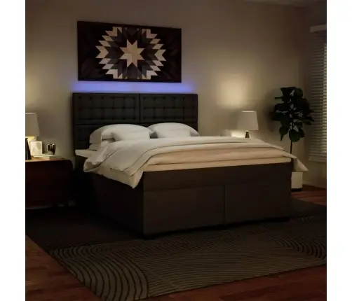 Atsperu Gulta Ar Matraci, Melna, 180X200 Cm, Mākslīgā Āda Vidaxl