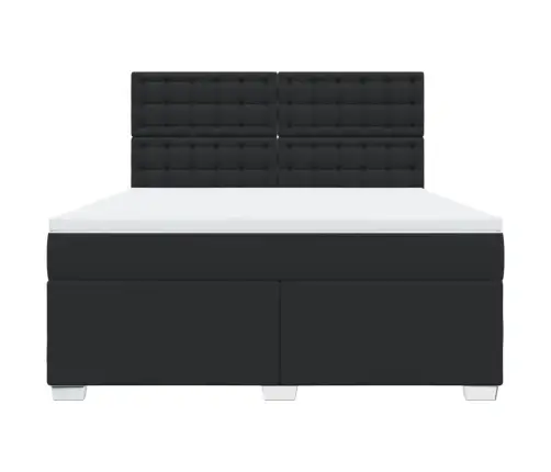 Atsperu Gulta Ar Matraci, Melna, 180X200 Cm, Mākslīgā Āda Vidaxl