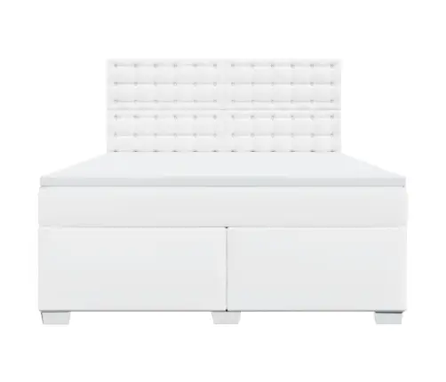 Atsperu Gulta Ar Matraci, Balta, 180X200 Cm, Mākslīgā Āda Vidaxl