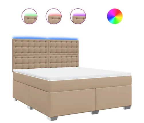 Atsperu Gulta Ar Matraci, Kapučīno, 180X200 Cm, Mākslīgā Āda Vidaxl