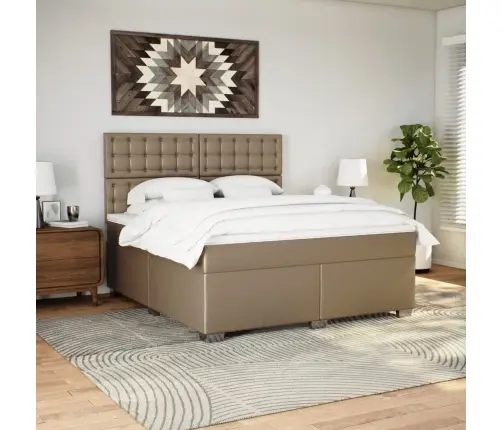 Atsperu Gulta Ar Matraci, Kapučīno, 180X200 Cm, Mākslīgā Āda Vidaxl