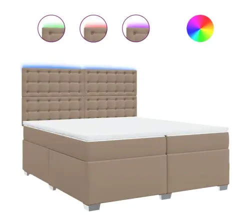 Atsperu Gulta Ar Matraci, Kapučīno, 200X200 Cm, Mākslīgā Āda Vidaxl