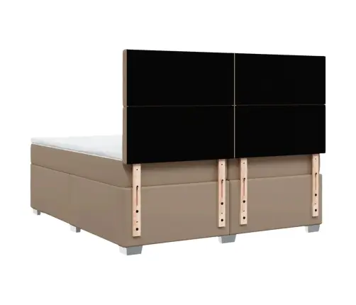 Atsperu Gulta Ar Matraci, Kapučīno, 200X200 Cm, Mākslīgā Āda Vidaxl