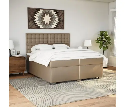 Atsperu Gulta Ar Matraci, Kapučīno, 200X200 Cm, Mākslīgā Āda Vidaxl