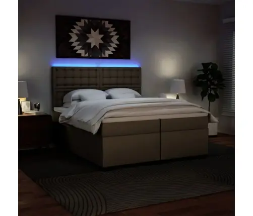 Atsperu Gulta Ar Matraci, Kapučīno, 200X200 Cm, Mākslīgā Āda Vidaxl