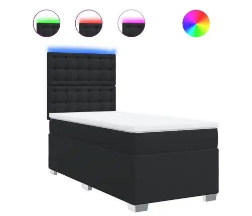 Atsperu Gulta Ar Matraci, Melna, Mākslīgā Āda, Vienvietīga Vidaxl