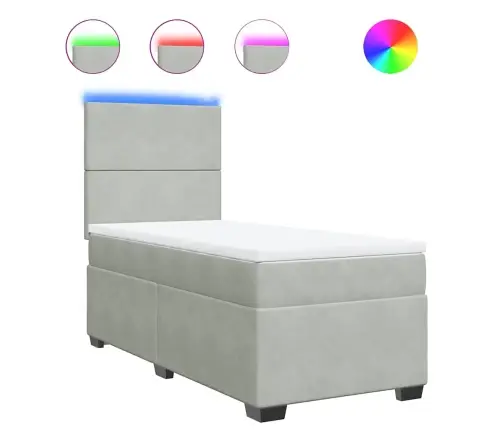 Atsperu Gulta Ar Matraci, Gaiši Pelēka Samts, 80X200 Cm Vidaxl