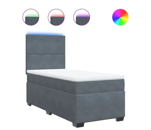 Atsperu Gulta Ar Matraci, Tumši Pelēka Samts, 80X200 Cm Vidaxl