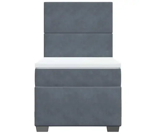 Atsperu Gulta Ar Matraci, Tumši Pelēka Samts, 80X200 Cm Vidaxl