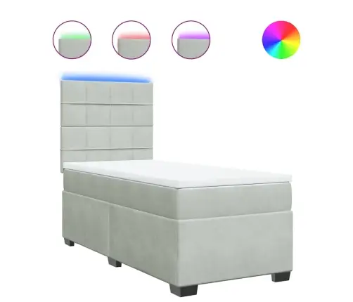 Atsperu Gulta Ar Matraci, Gaiši Pelēka Samts, 80X200 Cm Vidaxl