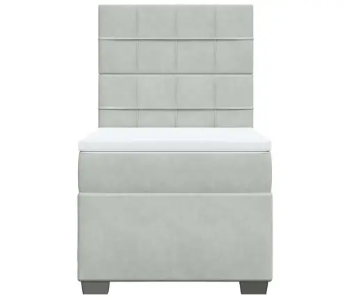 Atsperu Gulta Ar Matraci, Gaiši Pelēka Samts, 80X200 Cm Vidaxl