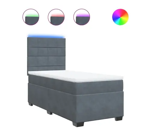 Atsperu Gulta Ar Matraci, Tumši Pelēka Samts, 80X200 Cm Vidaxl