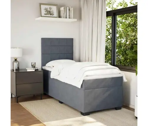 Atsperu Gulta Ar Matraci, Tumši Pelēka Samts, 80X200 Cm Vidaxl