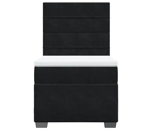 Atsperu Gulta Ar Matraci, Melna Samts, 80X200 Cm Vidaxl