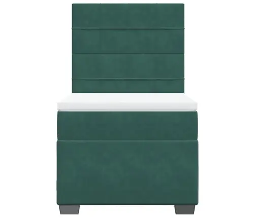 Atsperu Gulta Ar Matraci, Tumši Zaļš Samts, 80X200 Cm Vidaxl