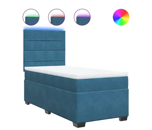 Atsperu Gulta Ar Matraci, Zils Samts, 80X200 Cm Vidaxl