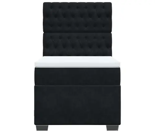 Kontinentaalvoodi Madratsiga, Must, 80X200 cm Samet