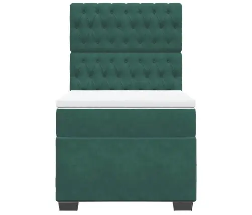 Lova Su Spyruoklėmis Ir Čiužiniu, Žalia, 80X200cm Aksomas