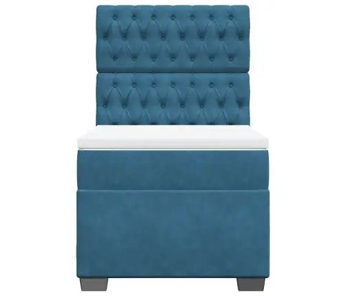 Atsperu Gulta Ar Matraci, Zils Samts, 80X200 Cm Vidaxl