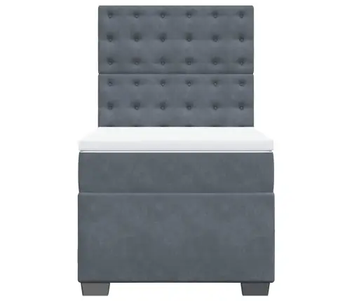 Lova Su Spyruoklėmis Ir Čiužiniu, Pilka, 80X200cm Aksomas