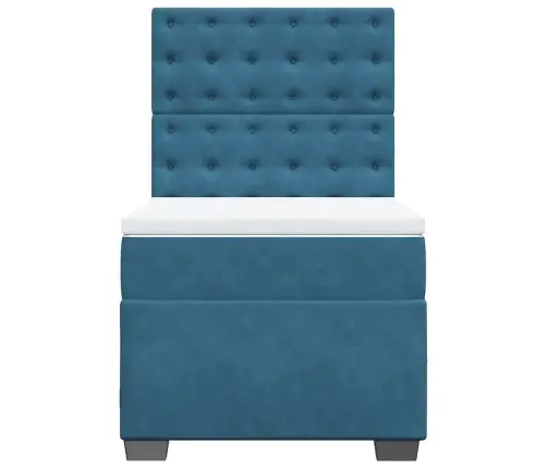 Atsperu Gulta Ar Matraci, Zils Samts, 80X200 Cm Vidaxl