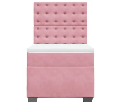 Atsperu Gulta Ar Matraci, Rozā Samts, 80X200 Cm Vidaxl