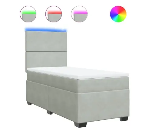 Atsperu Gulta Ar Matraci, Gaiši Pelēka Samts, 90X190 Cm Vidaxl