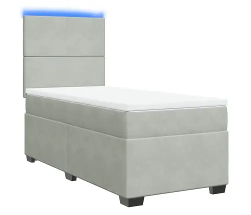 Atsperu Gulta Ar Matraci, Gaiši Pelēka Samts, 90X190 Cm Vidaxl