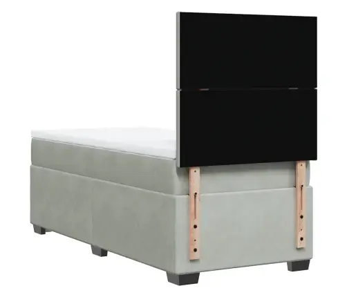 Atsperu Gulta Ar Matraci, Gaiši Pelēka Samts, 90X190 Cm Vidaxl