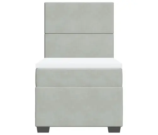 Atsperu Gulta Ar Matraci, Gaiši Pelēka Samts, 90X190 Cm Vidaxl