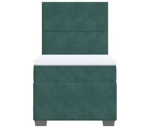 Atsperu Gulta Ar Matraci, Tumši Zaļš Samts, 90X190 Cm Vidaxl