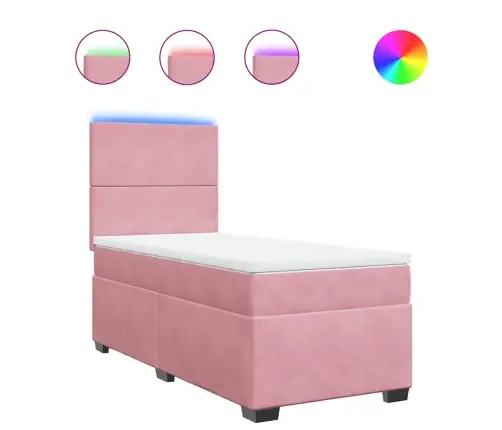 Kontinentaalvoodi Madratsiga, Roosa, 90X190 cm Samet