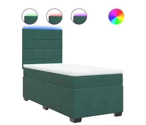 Atsperu Gulta Ar Matraci, Tumši Zaļš Samts, 90X190 Cm Vidaxl