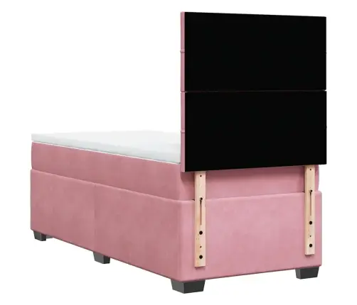 Atsperu Gulta Ar Matraci, Rozā Samts, 90X190 Cm Vidaxl