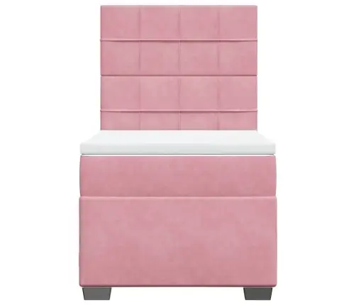 Atsperu Gulta Ar Matraci, Rozā Samts, 90X190 Cm Vidaxl