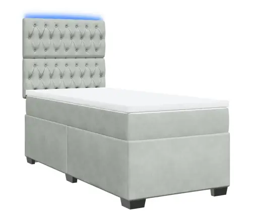 Atsperu Gulta Ar Matraci, Gaiši Pelēka Samts, 90X190 Cm Vidaxl