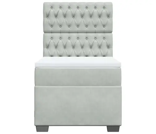 Atsperu Gulta Ar Matraci, Gaiši Pelēka Samts, 90X190 Cm Vidaxl