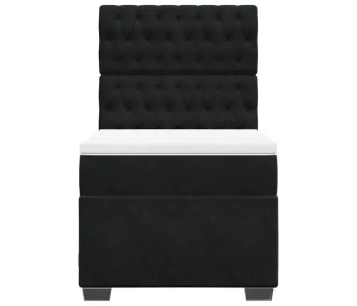 Atsperu Gulta Ar Matraci, Melna Samts, 90X190 Cm Vidaxl