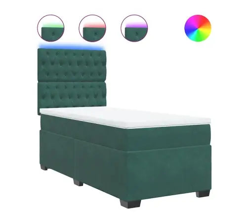 Atsperu Gulta Ar Matraci, Tumši Zaļš Samts, 90X190 Cm Vidaxl