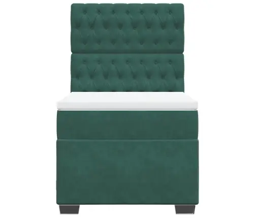 Atsperu Gulta Ar Matraci, Tumši Zaļš Samts, 90X190 Cm Vidaxl